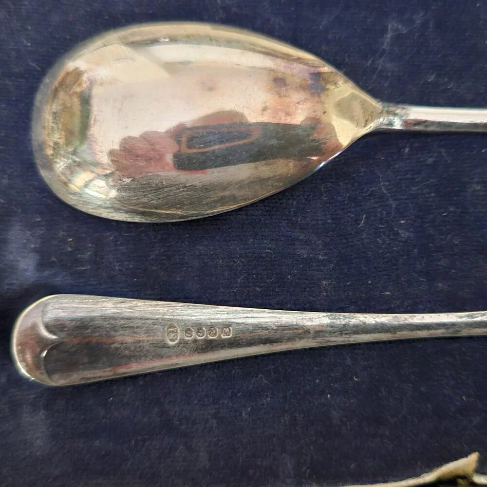 RARE VINTAGE ANTIQUE ART DECO ENGLISH BP BENJAMIN PEMBERTON SILVER SPOON SET BOX
